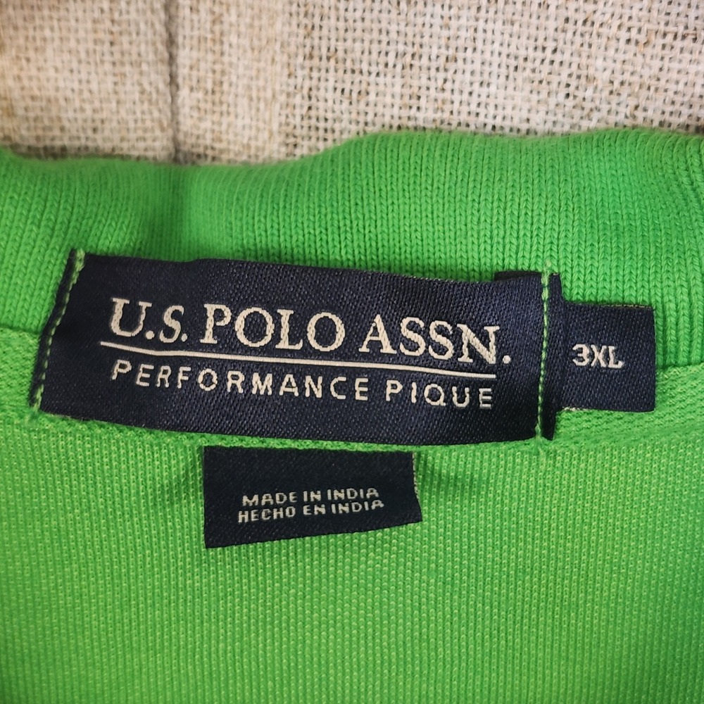 US POLO ASSN Performance Pique Polo Shirt Men's 3XL Green Embroidered Logo - Picture 3 of 5